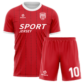 赤いサッカーシャツのストライプデザイン